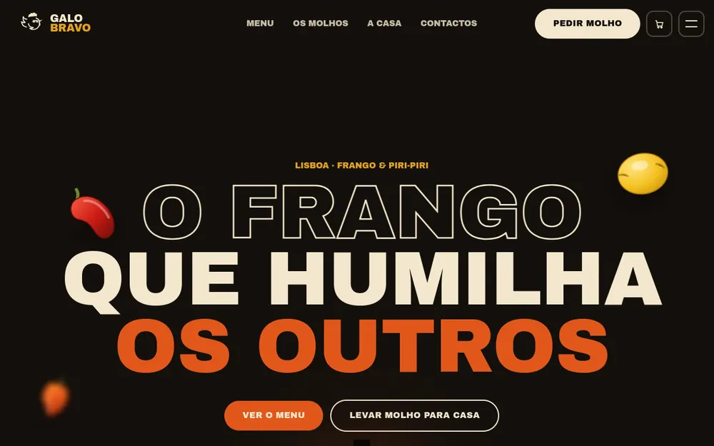 Pré-visualização do site GALO BRAVO